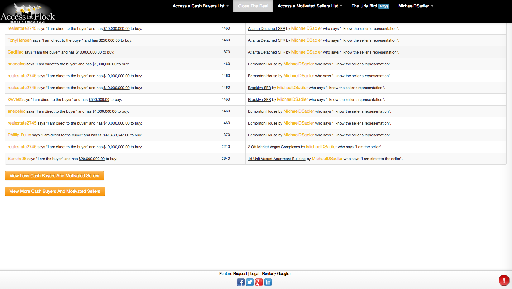 Cash Buyer and Motivated Seller Pagination